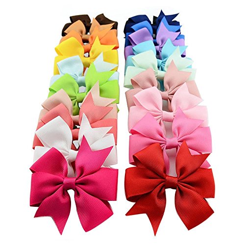 NIPOO 20 pcs 3"Bow Ribbon Alligator Hair Barrettes for Girls