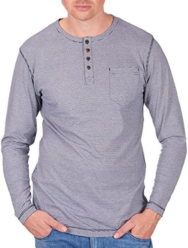 EMBARGO SPORT Mens Long Sleeve Rugby Polo Top Mens Stripe T Shirt Top Gift Xmas Present (Medium, Navy T Shirt 21A1178)