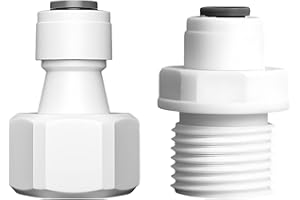 VZU 2 Stück Wasseranschluss Adapter 1/4" RO Wasser Gerade Rohrfitting auf 1/2" Weiblich/Außengewinde, Schnellkupplung Push In Steckverbinder für Wasserreiniger und Umkehrosmoseanlagen