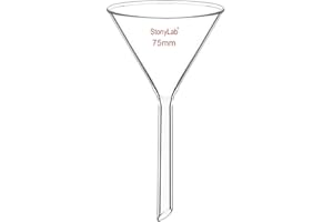stonylab 1-Pack Glass Funnel, Heavy Wall Borosilicate Glass Funnel, 75mm Diameter and 75mm Stem Length