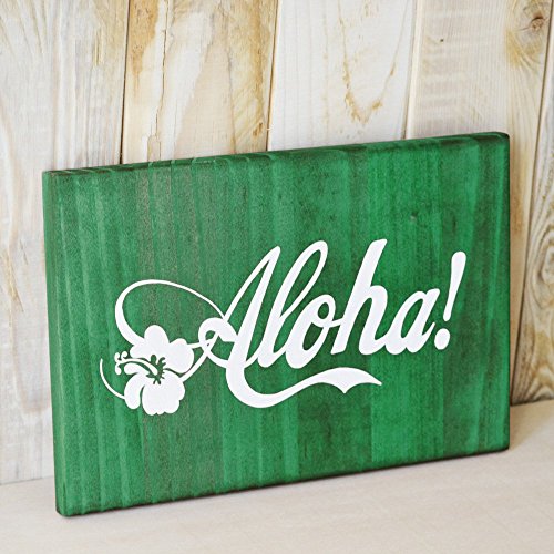 Tableau-en-bois-Aloha-couleur-vert-Dco-maison-100-fait-main-3-tailles-diffrentes-L-M-S