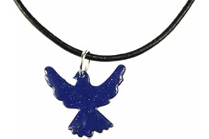 Miniblings Enamel Peace Dove Swallow Necklace Bird Leather 45Cm Blue