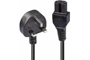 Lindy 2m UK Mains 3 Pin Plug to IEC C15 Power Cable / Hot Conditioned Kettle Lead, Black