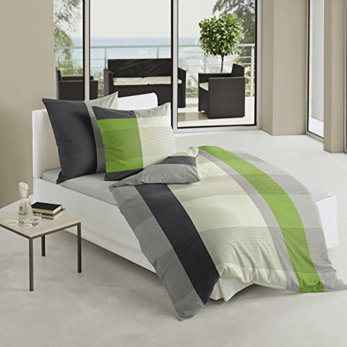 Bierbaum 4643_06 Mako-Satin-Bettwäsche Dessin, 155 x 220 cm und 80 x 80 cm, silber 06 - 2