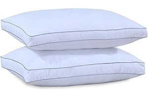 OLIVER BEDDING Premium Egyptian Cotton Box Pillows 2 Pack – Luxury White Hotel Quality Firm Bed Pillows for Side Sleepers, Hypoallergenic Down Alternative Filling, Breathable Support for Back and Neck