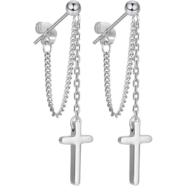 Orecchino A Cerchio Vasilios Color Argento Con Pendente A Croce Di San Giacomo P
