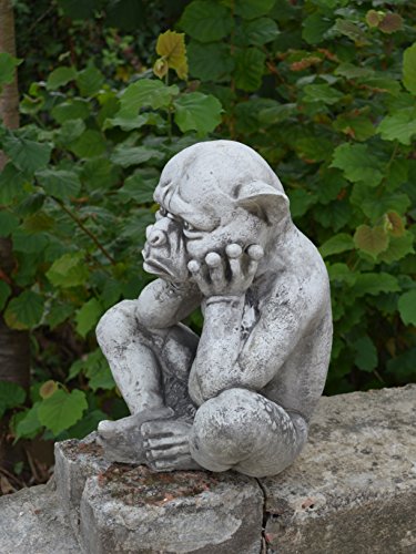 Sondermodell große Steinfigur Gargoyle Troll Gnom aus Steinguss, frostfest - 3