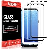 MASCHERI Screen Protector For Samsung Galaxy S8, [2 Pack] [Full Adhesive] Tempered Glass [Alignment Frame Easy Installation] [Anti-dust] Protective Film For Galaxy S8 - Black