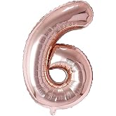 Rozi Decoration 32" Inch Rose Gold 6 Number Foil Balloons | 6 Month Number Balloon | 6th Anniversary Decoration Items | Numbe