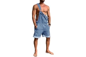 Runcati Tuta da uomo in denim, estiva, regolabile, casual, casual, vestibilità ampia