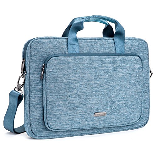 Laptophülle, Evecase 17.3 Zoll Universal Neoprene Gepolsterte Notebook Briefcase Laptop Schutzhülle mit Anzug-Gewebe / Ablösbaren Träger / Handgriff / Frontfach / Zubehörfächer für Lenovo Asus Acer HP - Himmelblau