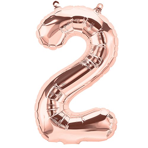 Zahl 2 Folienballon Roségold XXL 86cm für Heliumfüllung geeignet