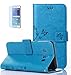 Produktbild Samsung Galaxy J5(2016)/J510F Hülle mit Panzerglas,Original Flip Bookstyle Cover Wasserdicht Shockproof Anti Slip Leather Case,Schmetterling Dual Print Muster Pattern PU Wallet Tasche mit Intern Karte Schlitz,Anti-Sturz Stoßfest Abdeckung Entwurf Stoßdämpfend Triangle Hemming Schutzhülle,Magnetic Closure Wallet Case mit Standfunktion für Samsung Galaxy J5(2016)/J510F/J5(2016)Duos 5.2Zoll-[blau]+Panzerglas/Schutzfolie/Displayschutzfolie