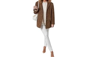 RICOCHO Women's Suede Blazer Jacket Vintage Suede Suit Jacket Fall Lapel Collar Faux Suede Streetwear Coats