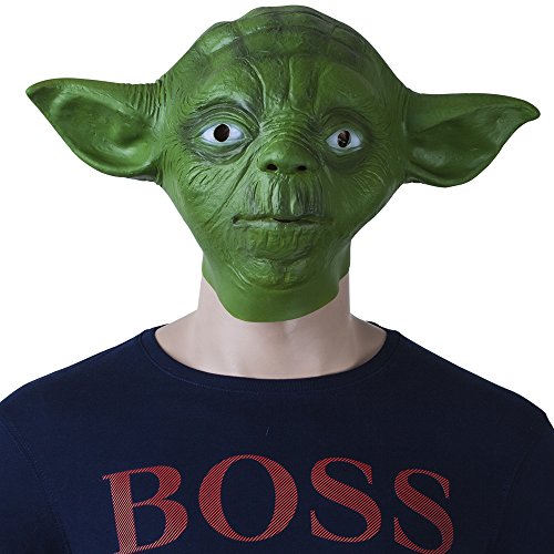 VENKON - Abgefahrene Jedi Kopfmaske "Master Yoda" aus Latex - Einheitsgröße für Erwachsene - Farbe: grün