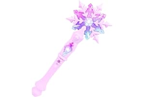 NAVESO Varita mágica con forma de copos de nieve con luz LED, con sonido, varita mágica, princesa varita mágica, accesorios para disfraz de cosplay, regalos de fiesta de cumpleaños, color rosa