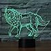 Produktbild 3D Tier - Wolf Optische Illusions-Lampen, Tolle 7 Farbwechsel Acryl berühren Tabelle Schreibtisch-Nachtlicht mit USB-Kabel für Kinder Schlafzimmer Geburtstagsgeschenke Geschenk