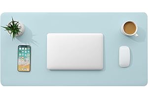 Multifunktionales Office Mauspad,BUBM 80 x 40 cm wasserdichte Schreibtischunterlage aus PU-Leder,Ultradünnes Mousepad,rutschfeste Schreibtischmatte, für Büro und Zuhause-Blue-gray powder