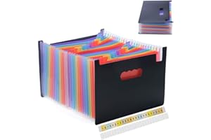 Amaza Cartella Portadocumenti con Scomparti, Formato A4, con 24 Tasche, Cartelle a Soffietto Espandibile, Portariviste, Archiviare Documenti, Scatole Archivio Ufficio Domestico