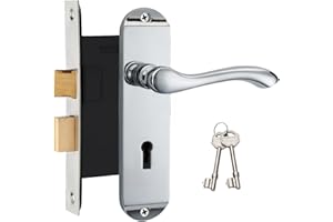 HAIFUAN Polierte Chrom Schlafzimmer Tür Lock Set, Backset 57MM (76MM Breite) (Z01-ET-57)