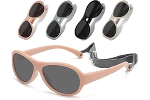Musivon Gafas de sol bebe 0-18 meses, Gafas de sol polarizadas con montura flexible para niños y niñas