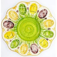 Piatto Portauova Pasquale Ceramica Realizzato e decorato a mano Le Ceramiche del Castello Nina Palomba Made in Italy Dimensioni 28 x 28 x 2 centimetri