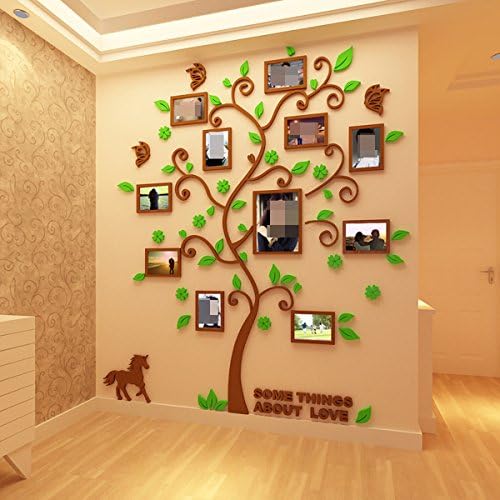 Acrylic Wall Stickers Tree Frame Creative 3D Sticker Living Room Sofa Bedroom Photo Tree Home Decor,D-144*175cm