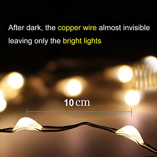 Amir Solar Lichterkette, 33ft 100 LED Solar Lichterkette Weihnachten, Solar-Kupferdraht Lichterketten, Garten Außen Warmweiß, Solar Beleuchtung Kugel für Party, Weihnachten, Outdoor, Fest Deko usw. - 3