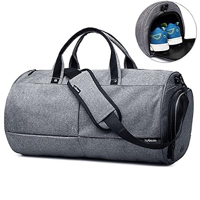 Valleycomfy Sac de sport Gym Sacs Chaussures de grande capacité avec poche à la main/épaule/sac en bandoulière Fitness bagages Sacs de, Gris