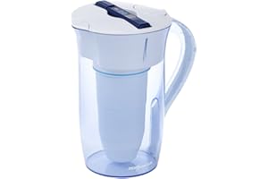 ZeroWater Caraffa filtrante rotonda da 10 tazze con filtro avanzato a 5 stadi, misuratore della qualità dell'acqua+cartuccia filtro dell'acqua inclusa, 2,4 litri, trasparente