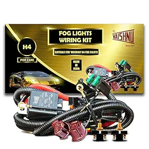 VAISHNU H4 FOG LIGHT Wiring Harness for CARS with 2 Push/Pull Switches (Heavy Duty) | High/Low Beam Feature | 100% Made in India | 1 Year Warranty