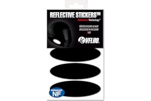 VFLUO - Kit 4 Bandes Stickers Ovales Rétro Réfléchissants Casque moto - Autocollants Homologuée FR - 3M Technology™ - Visibilité - Discret & Design - Adhérence maximale - Noir