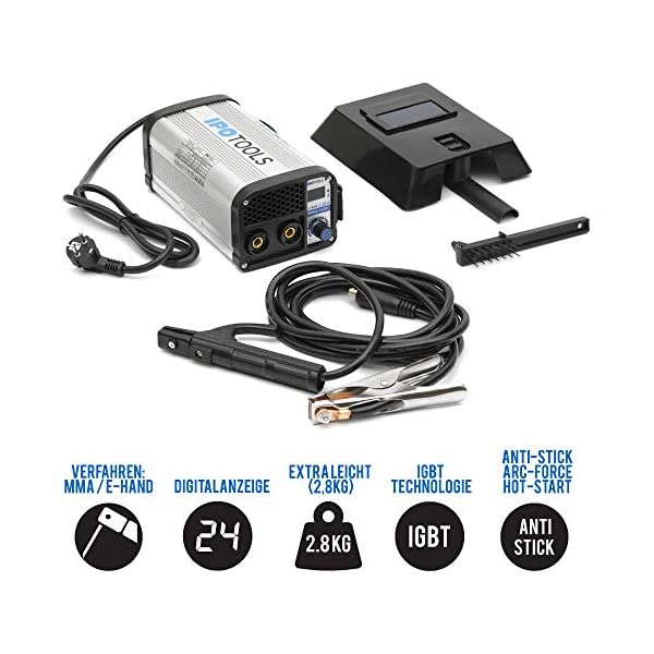 IPOTOOLS MMA-160R Elektroden Schweißgerät - IGBT Inverter Schweissgerät MMA/E-Hand mit 160 Amper/Digitale LCD Anzeige / 230V / Anti-Stick/Hot-Start/Arc-Force/Schutzschild – Bild 3