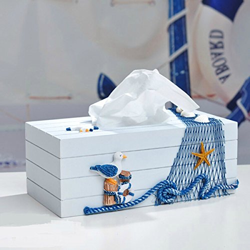 Preisvergleich Produktbild Bluelover Mediterranen Stil Blau-Weißen Gewebe Boxen Papierserviette Box - Seevogel