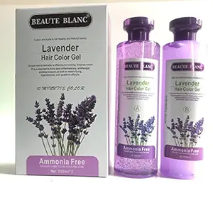 BEAUTE BLANC Lavender Hair Color Gel Harmless Black Color Dye for Hair Care (500ml x 2)