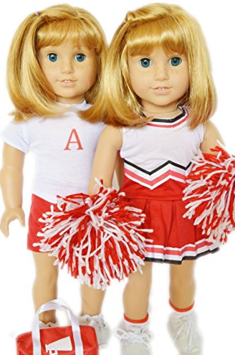 Preisvergleich Produktbild RED CHEERLEADING OUTFIT AND PRACTICE SET FOR AMERICAN GIRL DOLLS