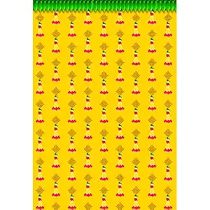 Epoojacart Decorative Backdrops - Yellow Backdrop with Small muggu and Flower hangings with Mavidi Thoranam (5x8 Ft)
