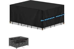 SIMPHAUS Copertura Tavolo Esterno Copertura per Mobili da Giardino Copritavoli da Giardino Teli Copertura Tavoli Esterni Copri Arredo da Esterno Impermeabile Coprimobili da Esterno 150x90x90cm