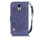 Samsung Galaxy S5 Wallet Case Blue,Galaxy S5 Neo Flip Cover Campanula,BtDuck Imprinted Bookstyle Portable Strap Leather Case with ID/Credit Card Slots Pouch,Vintage Flowers Patterned Slim-Fit PU Leather Protective Carrying Cases Wallets Purse Silicone Inner Shell Skin with Built-in Magnet Closure Full-body Protection Case for Samsung Galaxy S5 i9600 + Black Stylus Pen