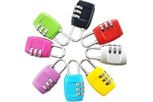 Bekecidi Zahlenschloss 3 Stellig Set, 8 Stück Vorhängeschloss Zahlen in 8 Farben, Kofferschloss Kombinationverschloss Schloss mit Zahlencode für Fitnessstudio, Schule, Koffer, Reisetasche