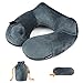 Produktbild Aufblasbares Nackenkissen Reisekissen mit weichem und waschbarem Bezug ergonomisches Design U-förmiges Pillow mit Kostenlosen Ohrstöpsel Tragetasche für Flugzeuge/Reise/Auto