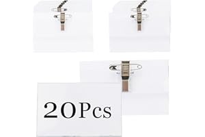EASYKEENECOM 20 Piezas Porta Nombres de Plástico con Pinza, Tarjetas de Identificación con Clip y Pin, Transparente Insignia Impermeable, Identificadores Personales Horizontales para Oficina Escuela (90 x 56 mm)