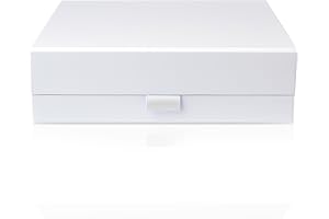 Thepaperbagstore Boîte cadeau magnétique de luxe pour mariage, mariage, fête prénatale (White - Large-340x220x70mm)