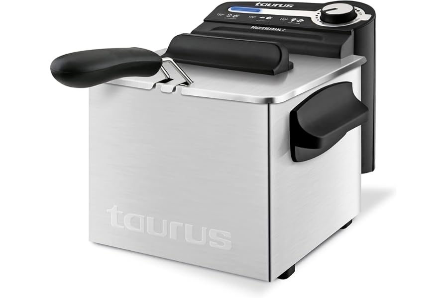 Taurus - Freidora de Aceite 2L, 1700W, Termostato Regulable, Acero Inox
