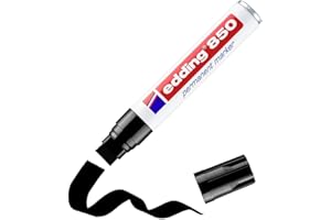 edding 850 marker permanentny - czarny - 1 pisak - końcówka dłuta 5-15 mm - do odważnych oznaczeń - wodoodporne, szybkoschnące, odporne na rozmazywanie pisaki - do kartonu, plastiku, szkła, drewna,