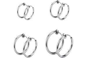 YATEICBC 4 Paia Orecchini a Cerchio in Acciaio Inossidabile Piccoli Orecchini a Cerchio Cartilagineo Anelli per Labbra Naso per Uomini e Donne，12mm,14mm,16mm,18mm