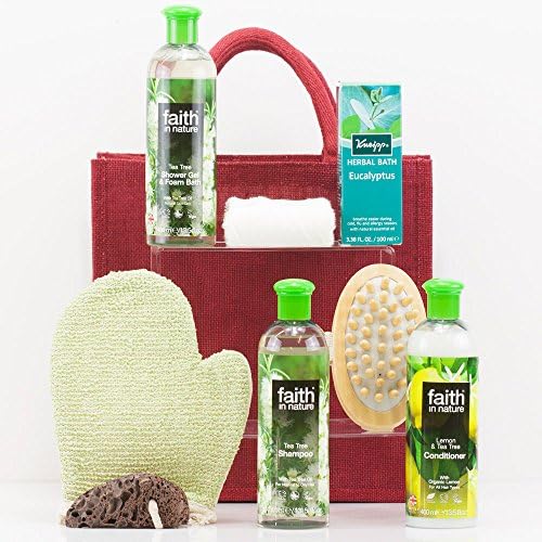 Natures Hampers Luxury Eucalyptus &amp; Tea Tree Bath &amp; Hair Gift Bag - Luxury Beauty Gift Hamper Set - Body Massager - Birthday for Her - Birthday for Him - Retirement Presents - Christmas Gifts - Xmas Present