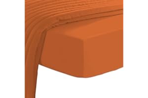 PIZUNA LINENS Pizuna Lenzuolo con angoli Matrimoniale Cotone 140x200 cm Arancia Bruciata, 400 fili con 100% Cotone a fiocco lungo Lenzuolo con angolicon tasca profonda 40 cm (Lenzuolo con angoli Cotone)