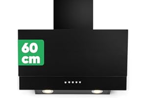 Bomann DU 7607 G Okap bezgłowy, szerokość 60 cm, cichy szklany okap, tryb wywiewu, 302 m³/h, okap ścienny/okap z filtrem, z oświetleniem LED, czarny