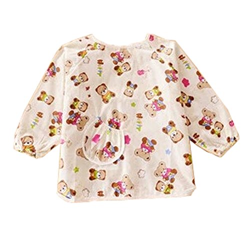 Lovely Guitar Bear Smocks Baby Feeding Clothes Baby Bibs ,White